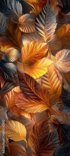 Abstract Leaves With Gold and Brown Tones