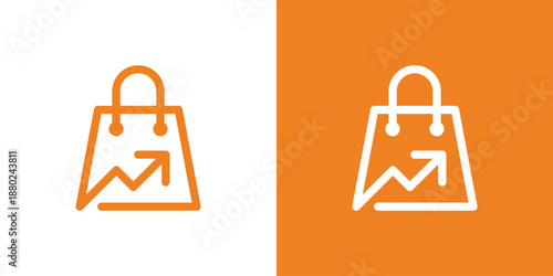Dual meaning logo combining a shopping bag and arrow, symbolizing retail growth, smart purchasing, business direction, and forward-moving commerce.