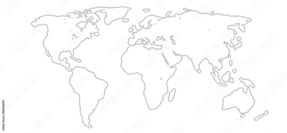 Obraz premium white world map simplified smooth rounded-corners, isolated