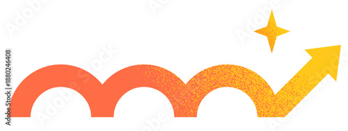 ホップステップジャンプで上昇する矢印のレトロなイラスト