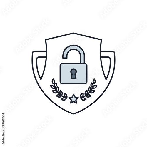 Shield Emblem with Open Padlock