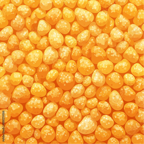 Abstract Pixelated Texture of Numerous Small Rounded Golden Orange Bumpy Shapes Scattered Across a Vibrant Warm Yellow Background Detailed Surface