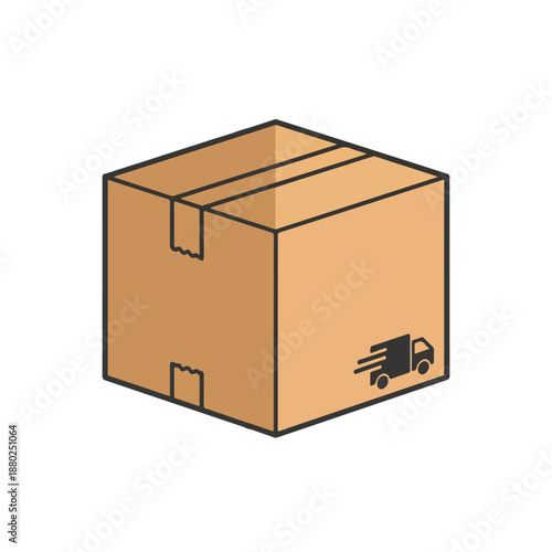 Package Box with Delivery Truck Icon
