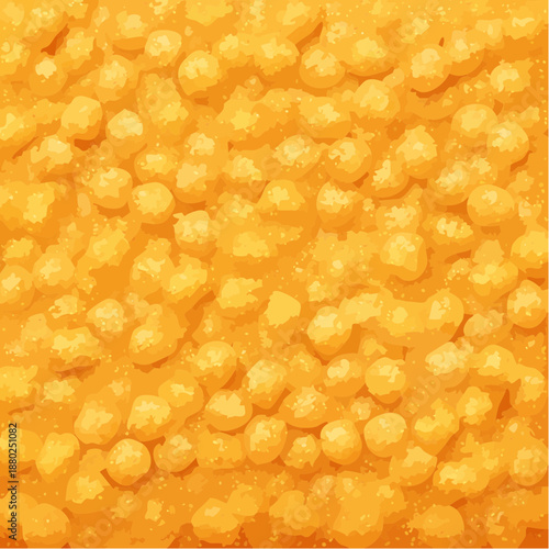 Close up abstract orange background texture with numerous small round bumpy yellow objects in a repeating pattern with warm lighting casting subtle shadows creating a sense of depth and texture