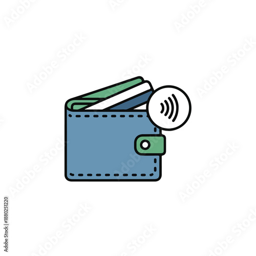 Wallet with Cards and Contactless Payment Icon