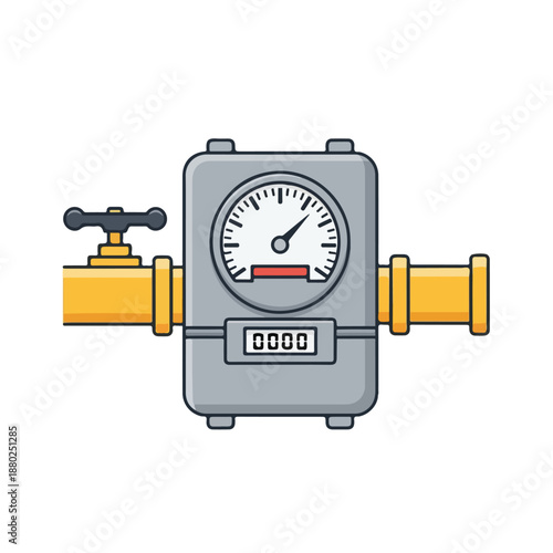 Gas Meter with Pipe and Gauge