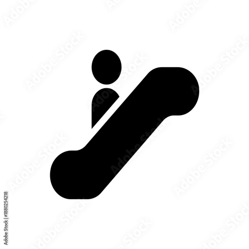 A minimalist vector graphic icon of a person sliding down a slide in a flat design style