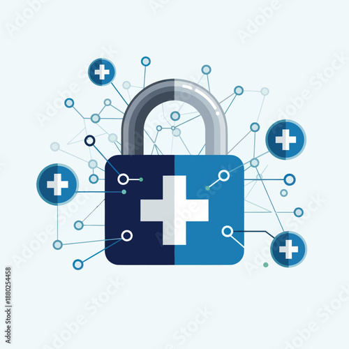Medical Security and Protection Concept with Padlock.