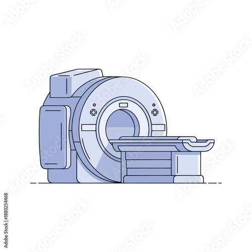 Medical MRI Machine Illustration in Blue Tones.