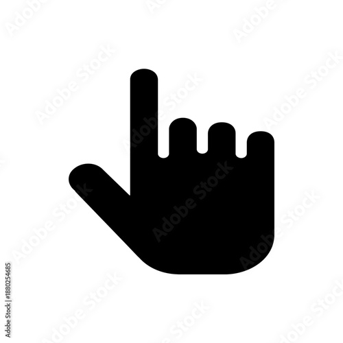 A minimalist black hand icon giving a 'rock on' gesture with a flat design style