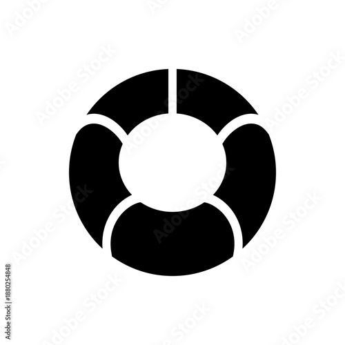 A minimalist black and white vector graphic of a life preserver ring