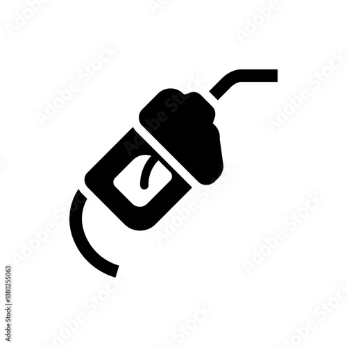 A minimalist black silhouette icon of a gas pump on a white background