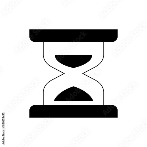 A minimalist vector graphic of an hourglass on a white background