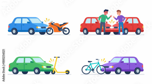 Vehicle Collision Incidents and Road Accident Disputes Illustration