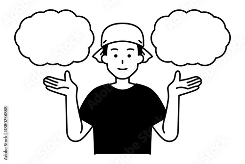 2つの選択肢を提案する居酒屋の男性店員