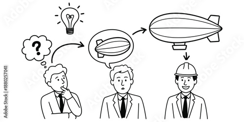 A visual representation of a business idea's development and implementation process Vector, illustration