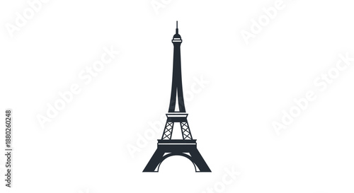 Famous Eiffel tower silhouette isolated on white background