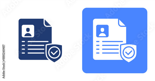 Authenticity Glyph  Two-tone color and contrasting background icon illustration