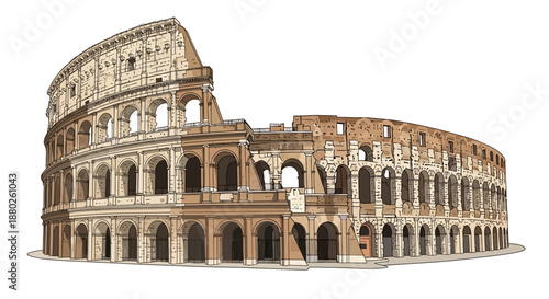 Iconic ruins of Colosseum in Rome travel and tourism