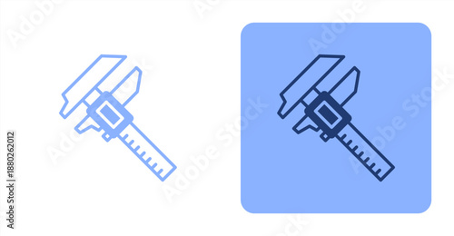 Digital Caliper Mixed  Two-tone color and contrasting background icon illustration