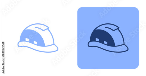 Safety Helmet Mixed  Two-tone color and contrasting background icon illustration