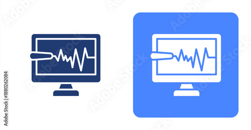 Monitor Glyph  Two-tone color and contrasting background icon illustration