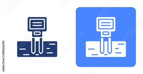 Moisture Meter Glyph  Two-tone color and contrasting background icon illustration