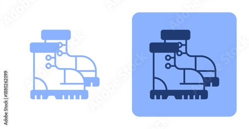 Safety Boots Mixed  Two-tone color and contrasting background icon illustration