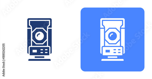 Theodolite Glyph  Two-tone color and contrasting background icon illustration