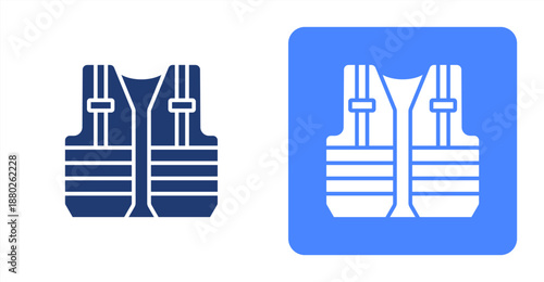 High Visibility Vest Glyph  Two-tone color and contrasting background icon illustration