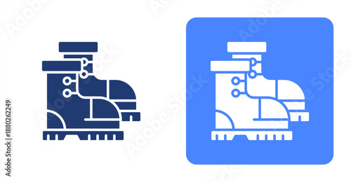 Safety Boots Glyph  Two-tone color and contrasting background icon illustration