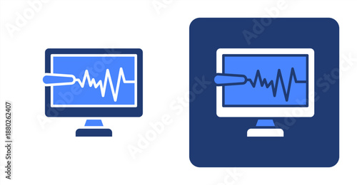 -Monitor Glyph Color  Two-tone color and contrasting background icon illustration