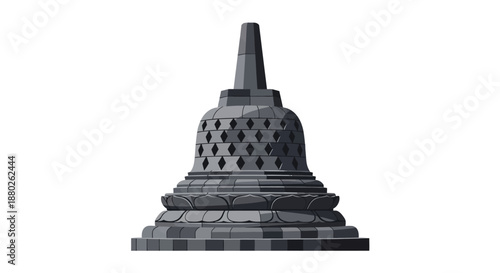 Indonesian cultural heritage site Borobudur temple stupa graphic