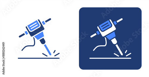 Hammer Glyph Color  Two-tone color and contrasting background icon illustration