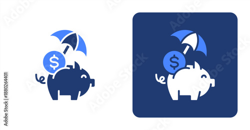 Emergency Savings Glyph Color  Two-tone color and contrasting background icon illustration