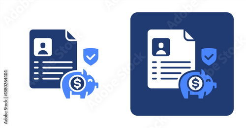 Saving Account Glyph Color  Two-tone color and contrasting background icon illustration