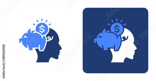 Savings Glyph Color  Two-tone color and contrasting background icon illustration