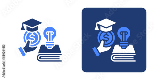 Financial Literacy Glyph Color  Two-tone color and contrasting background icon illustration