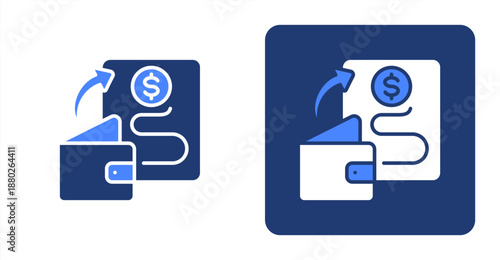 Expense Glyph Color  Two-tone color and contrasting background icon illustration
