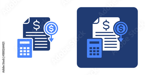 Budget Glyph Color  Two-tone color and contrasting background icon illustration