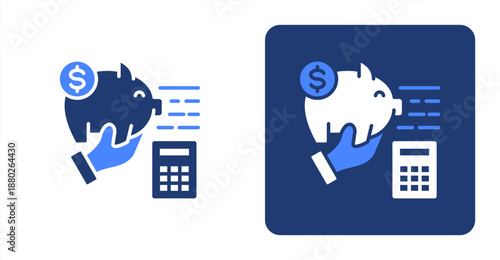 Budgeting Glyph Color  Two-tone color and contrasting background icon illustration