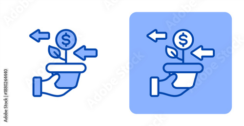 Investment Return Line Color  Two-tone color and contrasting background icon illustration