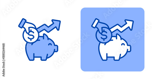 Savings Plan Line Color  Two-tone color and contrasting background icon illustration