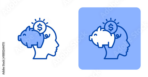 Savings Line Color  Two-tone color and contrasting background icon illustration