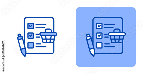 Grocery List Line Color  Two-tone color and contrasting background icon illustration