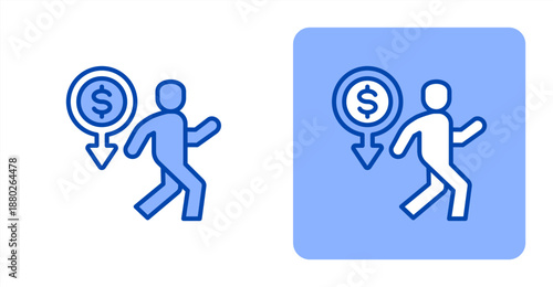 Low Cost Line Color  Two-tone color and contrasting background icon illustration
