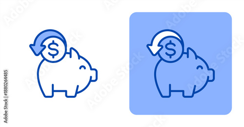 Cash Back Line Color  Two-tone color and contrasting background icon illustration