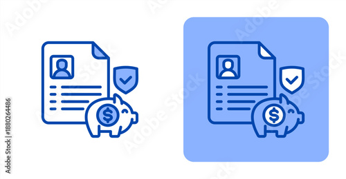 Saving Account Line Color  Two-tone color and contrasting background icon illustration