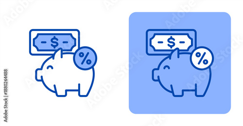 Discount Line Color  Two-tone color and contrasting background icon illustration