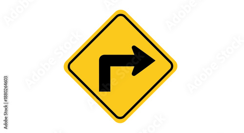 Right turn warning traffic sign on yellow diamond background Free Download Right turn warning traffic sign on yellow diamond background - GFXLoad